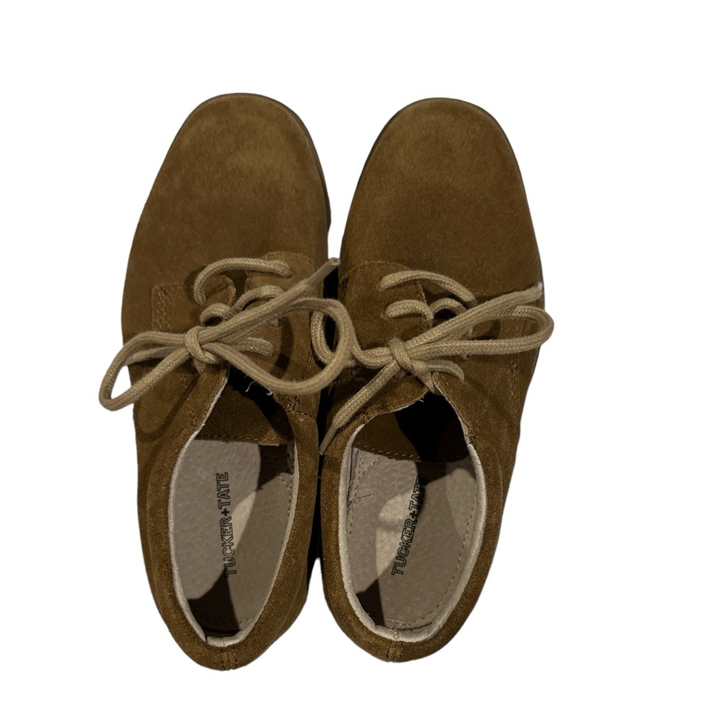 Tucker + Tate kids tan suede oxfords, size 1.5, Excellent used condition!